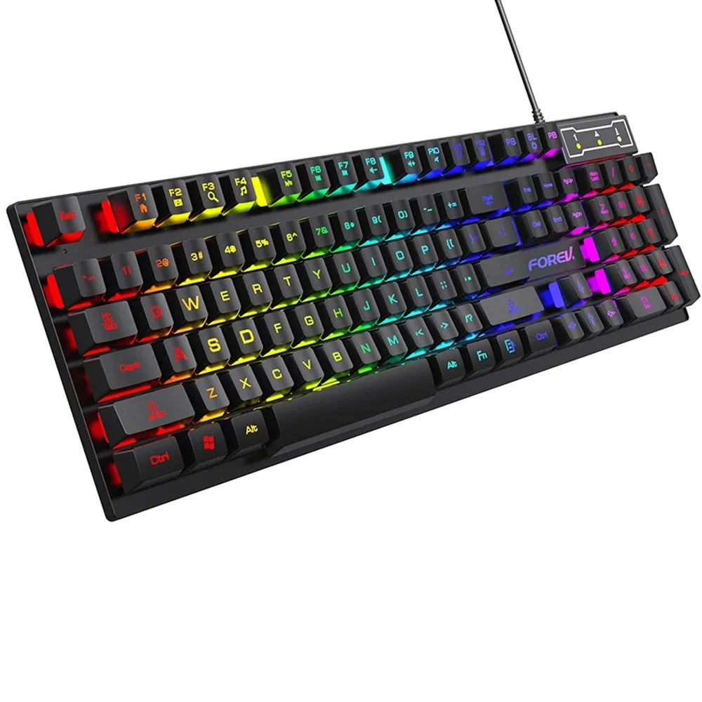 Teclado Gamer com Fio 104 teclas RGB