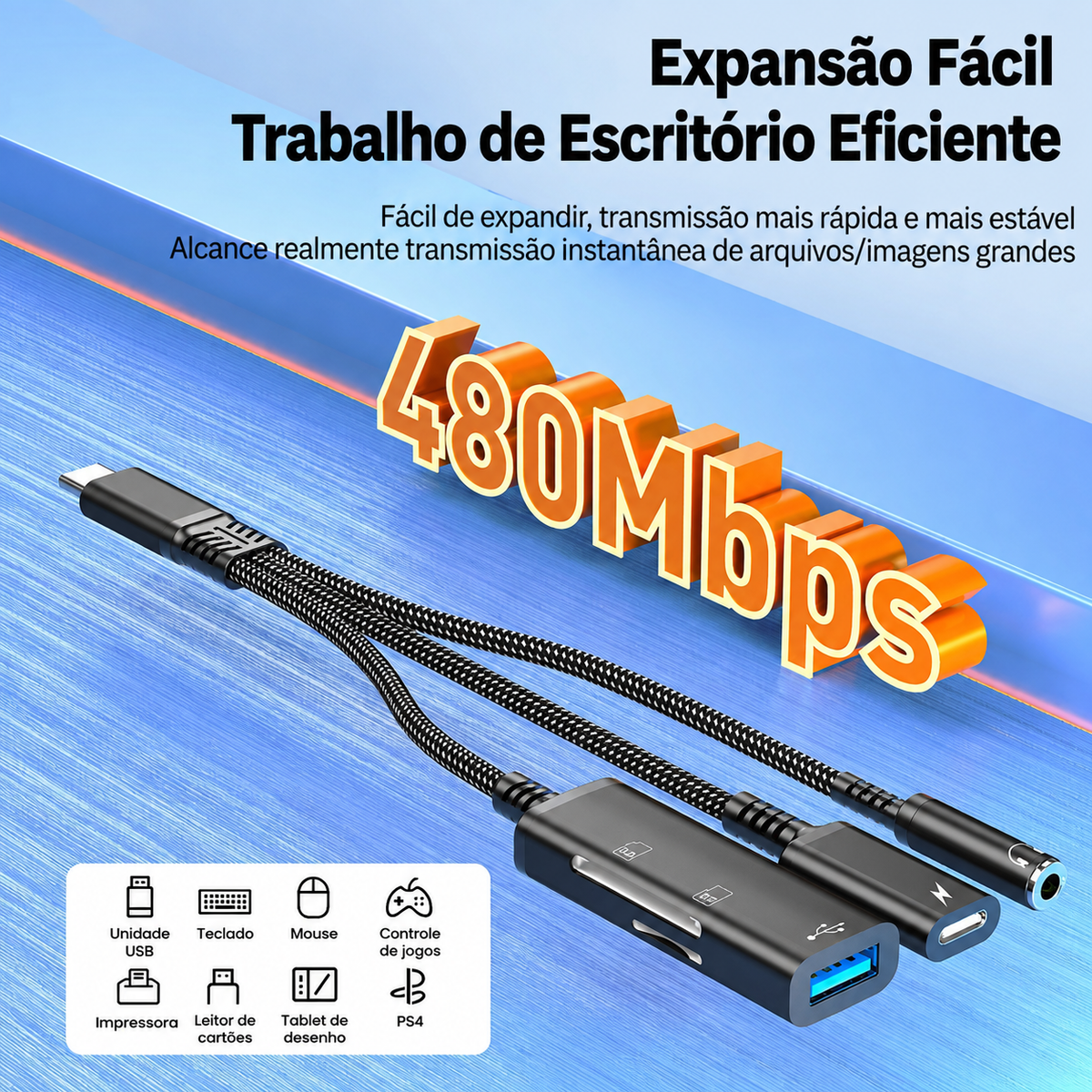 Adaptador USB C OTG 5 em 1
