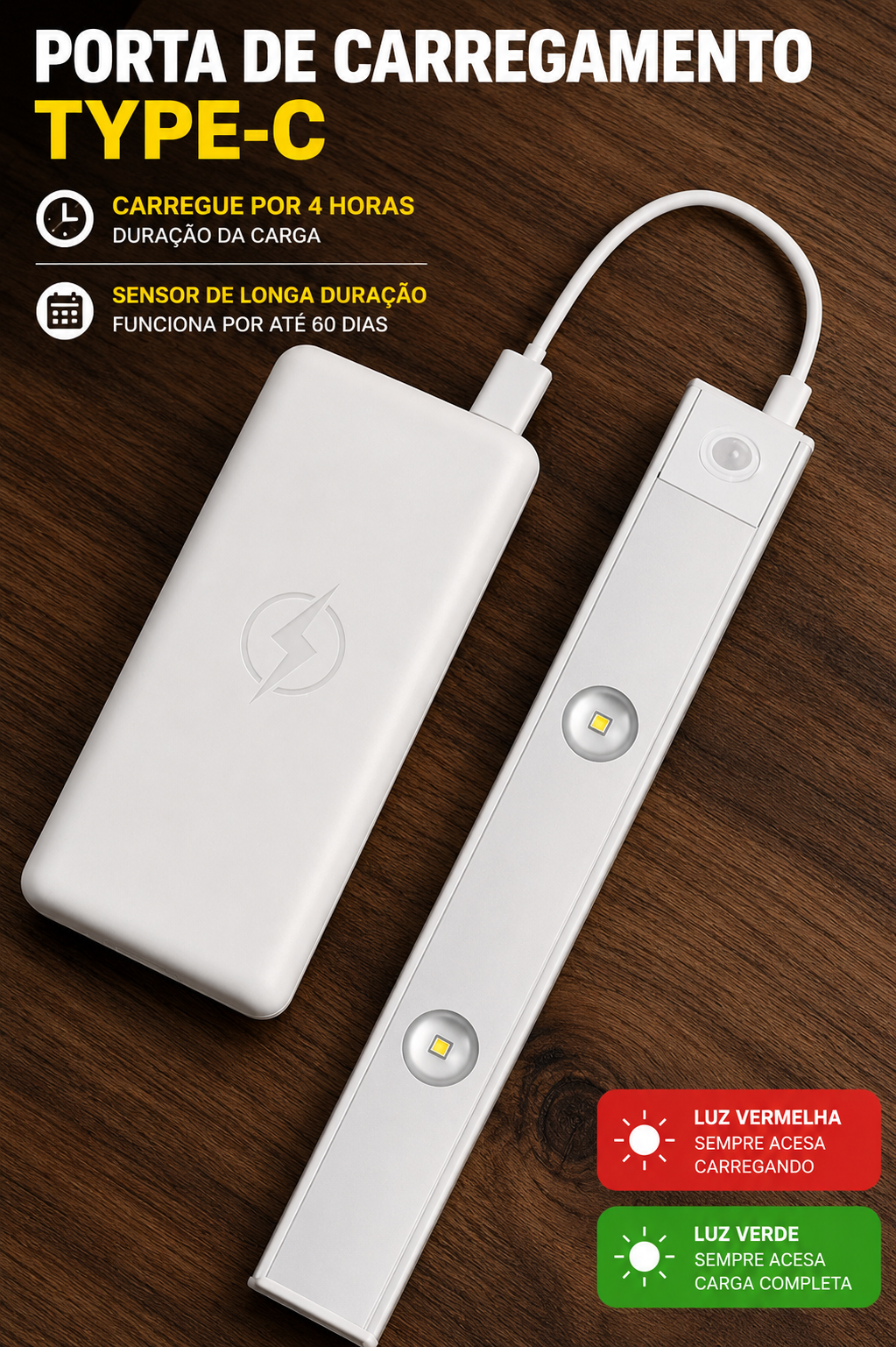 Luminária LED com Sensor de Movimento
