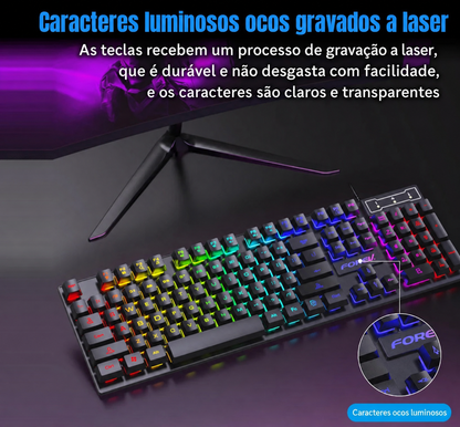 Teclado Gamer com Fio 104 teclas RGB