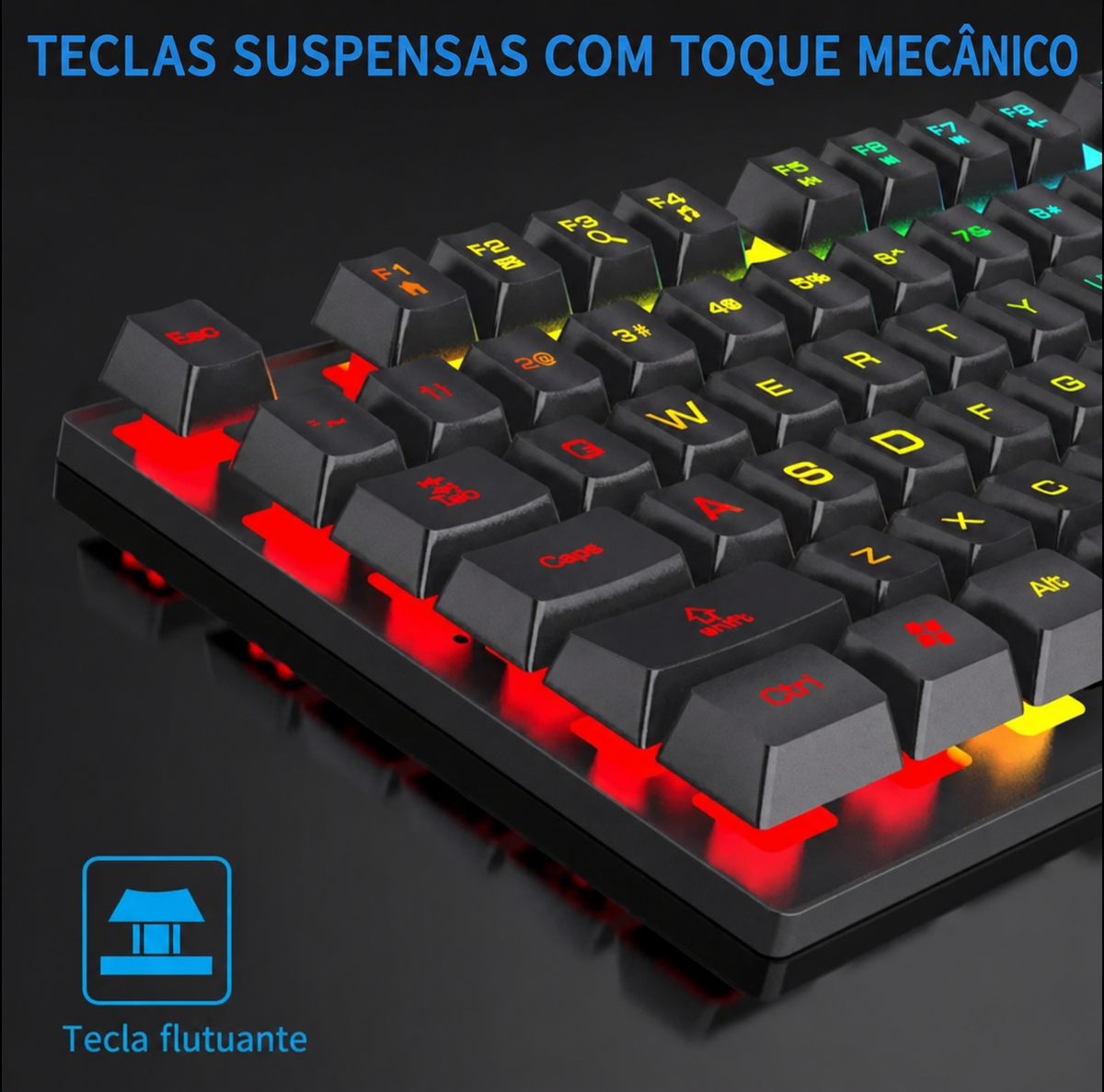 Teclado Gamer com Fio 104 teclas RGB