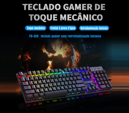 Teclado Gamer com Fio 104 teclas RGB