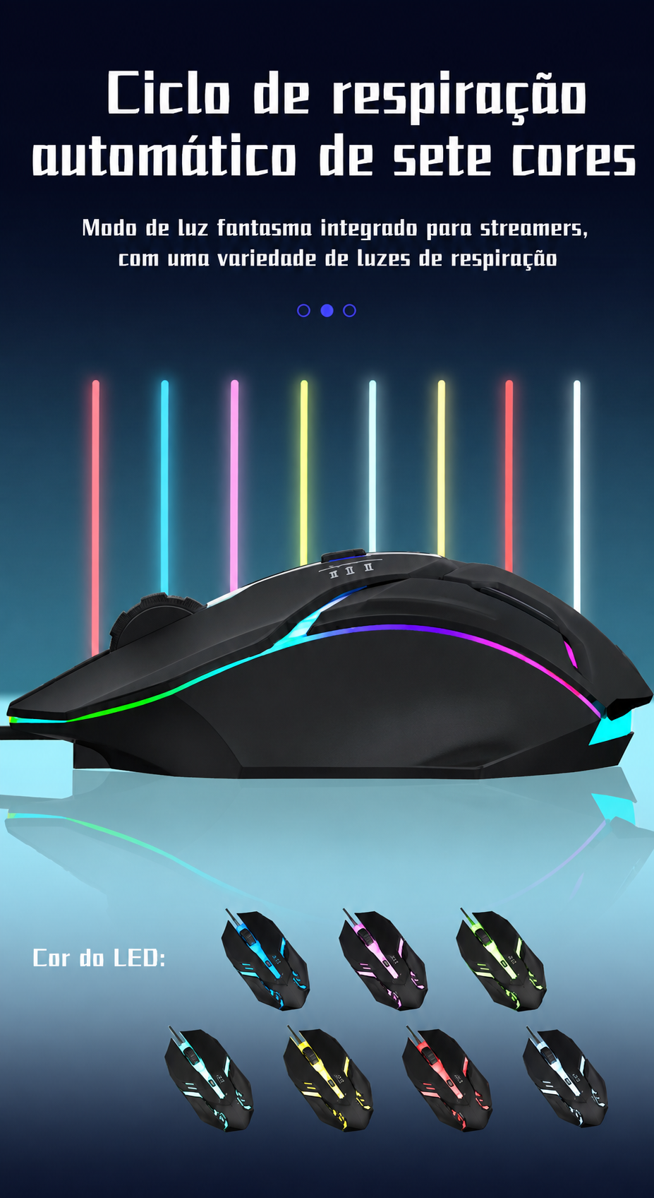 Mouse Gamer USB com Fio LED