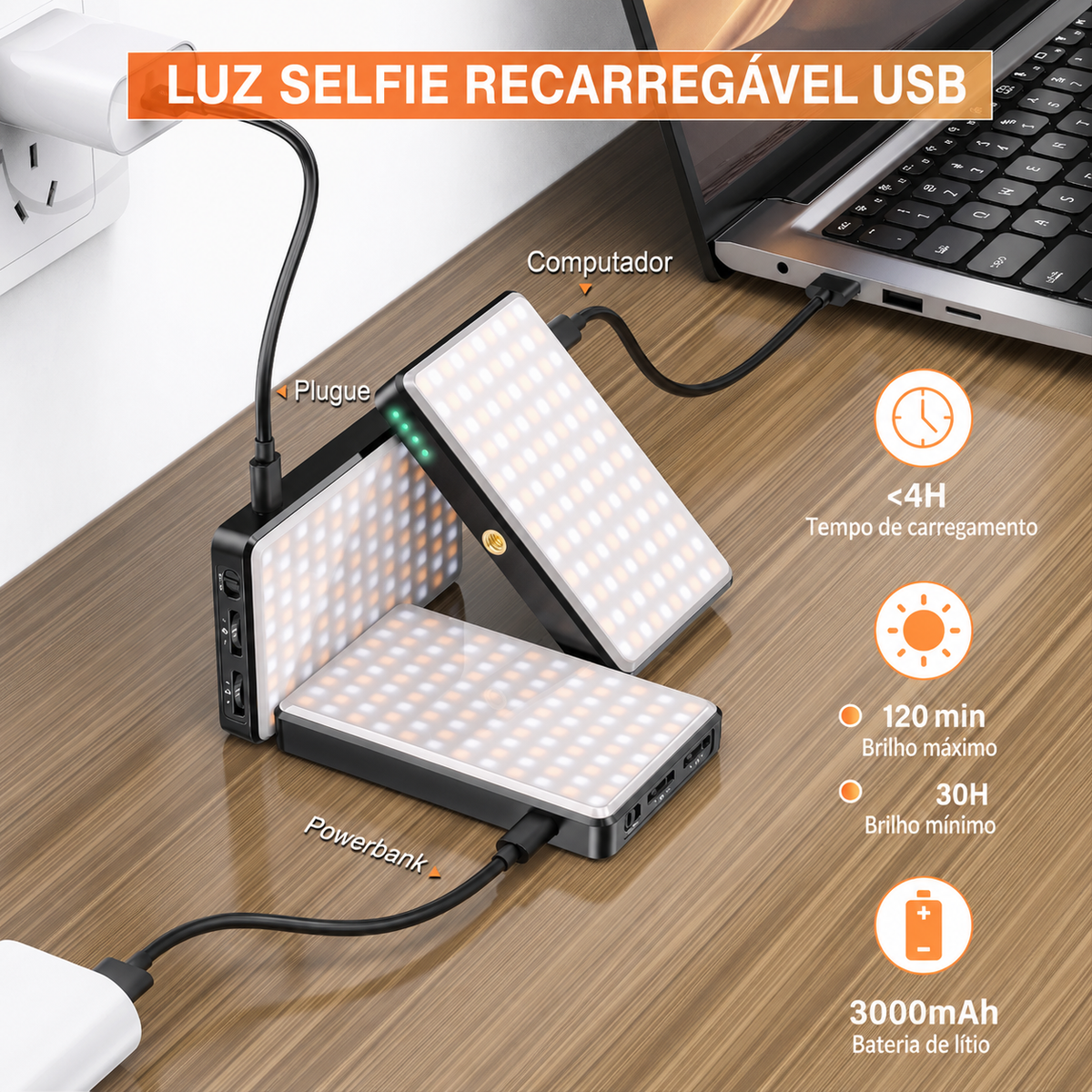 Luz de Preenchimento Recarregável