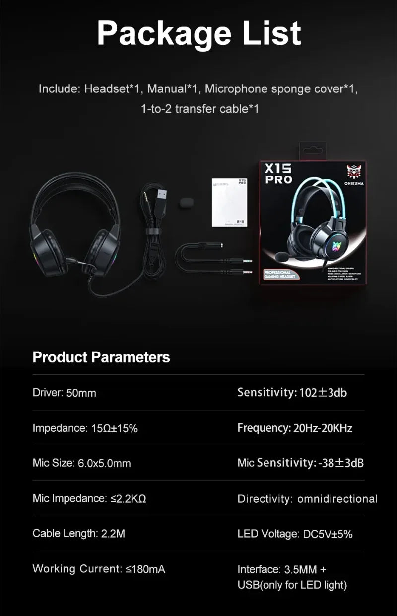 Headset Gaming ONIKUMA X15