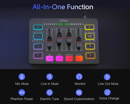 FIFINE Gaming Audio Mixer SC3