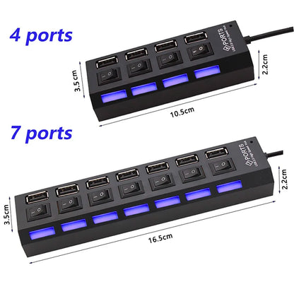 Hub USB 4 ou 7 Portas