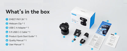 EMEET PIXY 2K, com IA Sensor Sony