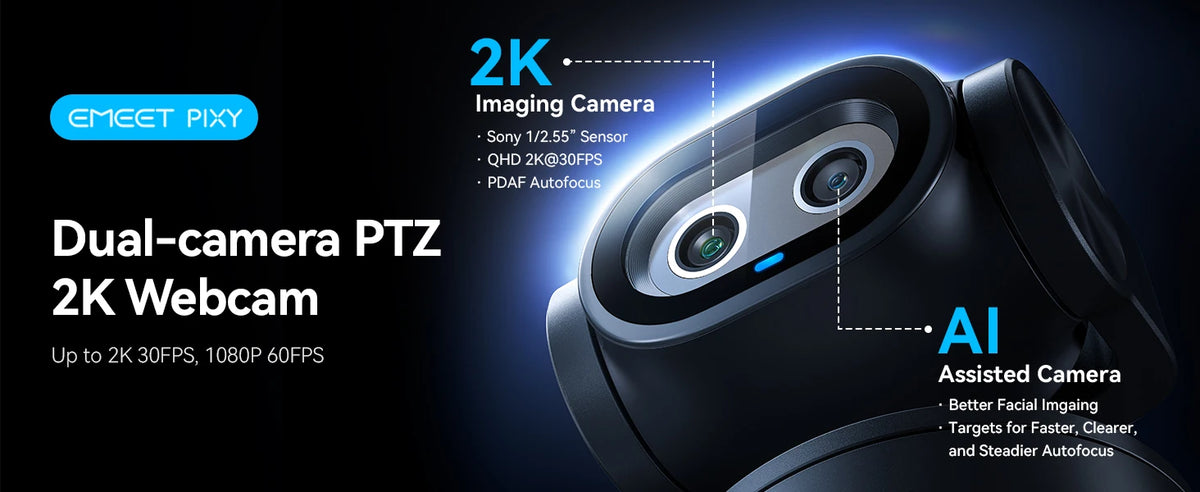 EMEET PIXY 2K, com IA Sensor Sony