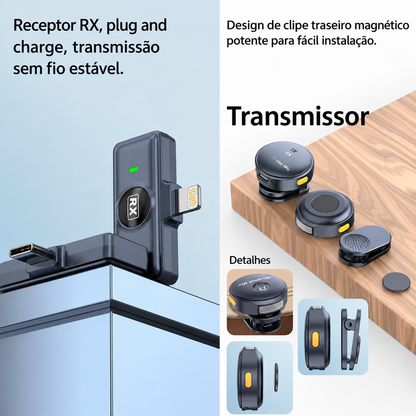 Microfone de Lapela Sem Fio