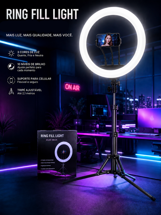 Ring Light Profissional 14 Polegadas com Suporte