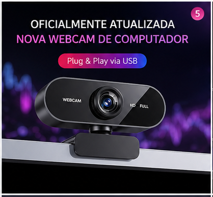 Mini Webcam HD 1080P com Microfone